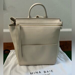 Mina Baie Harper Mini Backpack (Leather) in Bone